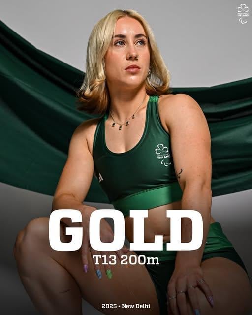 Orla Comerfordは、ニューデリーで開催されたPara Athletics World Championshipで女子T13 200mファイナルで金を獲得しました