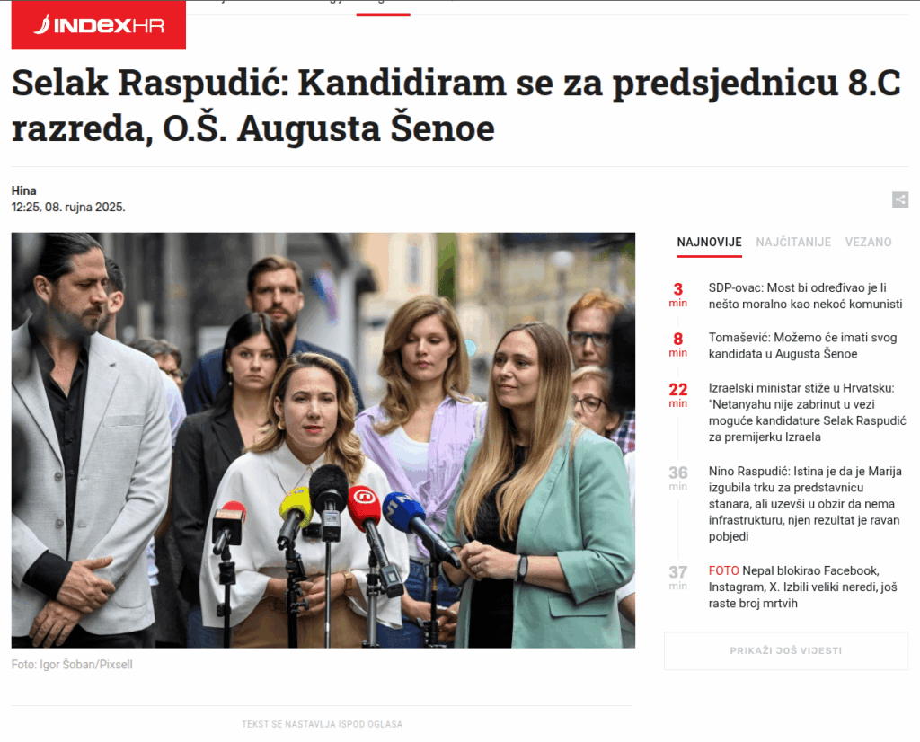 Selak Raspudic：私は8Cグレードの社長、O.S。オーガスタ・セノエ