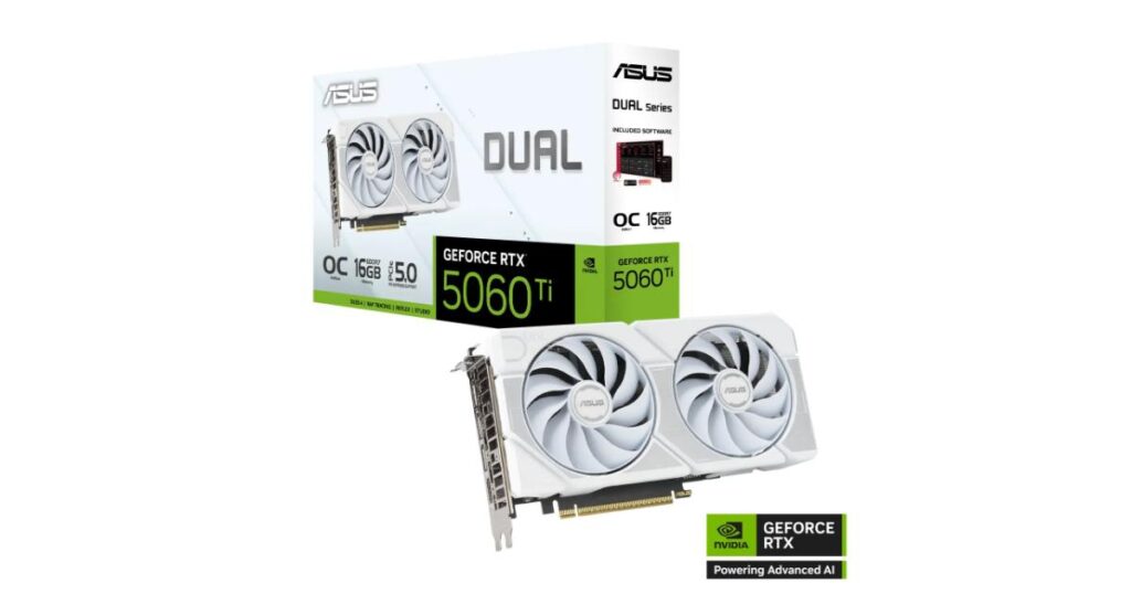 ASUSから「Dual GeForce RTX 5060 Ti 16GB GDDR7 White OC Edition」が発売！デュアルファンタイプのホワイトエディション (2025年9月21日)