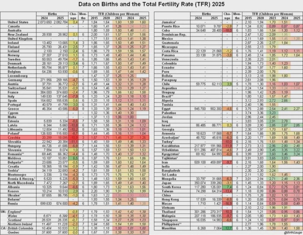 チェコ共和国は女性あたり10.9％減少して1.26人の子供になりました。 6.世界最大の減少。何が起こったのか、どう思いますか？