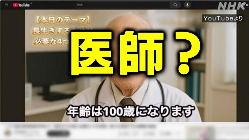 実在確認できない医師の動画 YouTubeに多数投稿 AIで作成か【「広告収入目的の可能性 極めて危ないコンテンツ」】