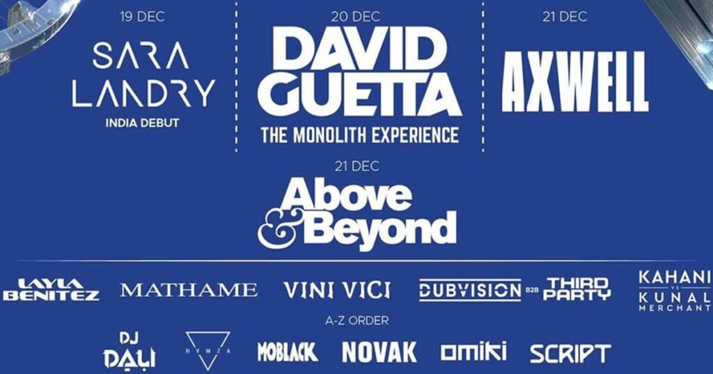インド最大級フェス「Sunburn Festival 2025」フルラインナップ発表 I David Guetta、Axwellら出演 | EDM MAXX