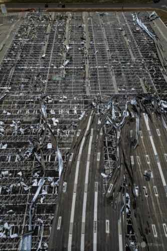 暴風雨の被害を受けたブラジル・サンパウロ州のポルトフェリスにあるトヨタ自動車の工場（2025年10月1日撮影）。（c）Nelson ALMEIDA/AFP