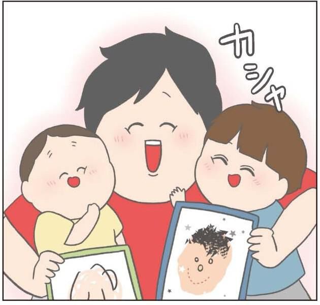 父の日に似顔絵をもらったパパが大喜び。嚙みしめていると次男から衝撃の一言が！／チリもつもれば福となる つもりつもって大騒ぎ | ダ・ヴィンチWeb