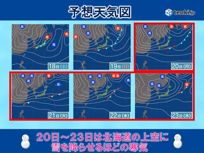 来週20日以降は北日本を中心に一気に寒く　北海道では平地でも雪か?