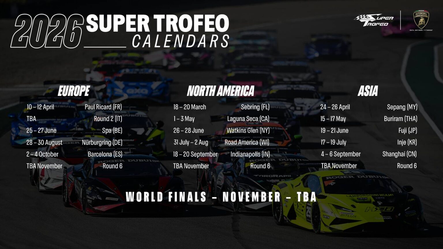 2026 Lamborghini Super Trofeo Asia, Europe and North America calendars unveiled