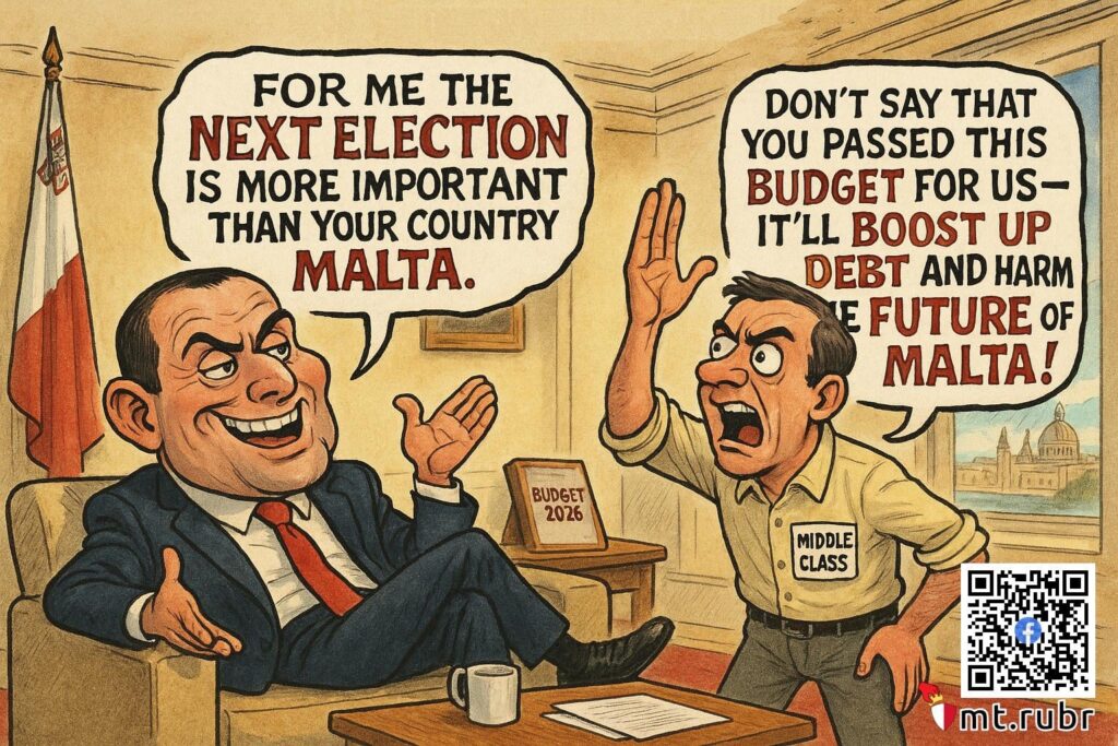 [mt.rubr] ロバート・アベラ氏は中流家庭への救済を盛り込んだ2026年予算案を発表したが、国家債務を悪化させる可能性があるためこの計画はバランスを欠いているように見え、次の選挙での票を確保することを目的としているようだ。