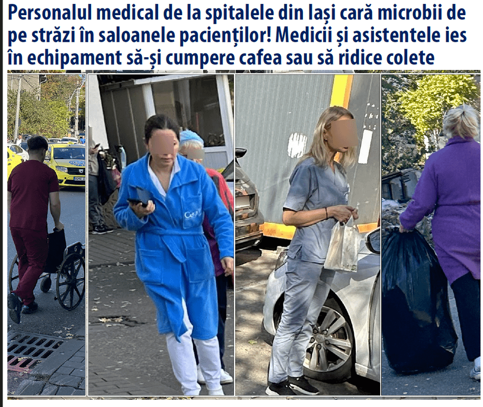 ヤシの病院の医療スタッフは、路上から病室に微生物を運び込んでいます。医師や看護師はコーヒーを買ったり荷物を受け取ったりするために、装備を整えて外出する