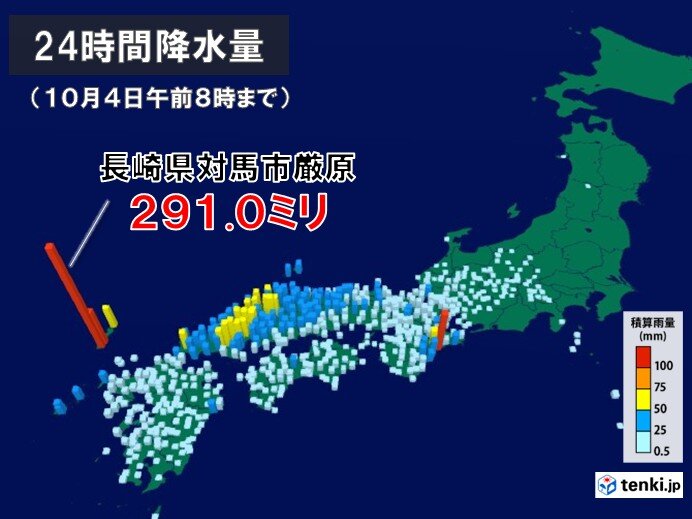 4日 長崎県300ミリ近い大雨 九州北部で滝のような雨の恐れ 中国四国～関東も雨（tenki.jp） - Yahoo!ニュース - Yahoo!ニュース