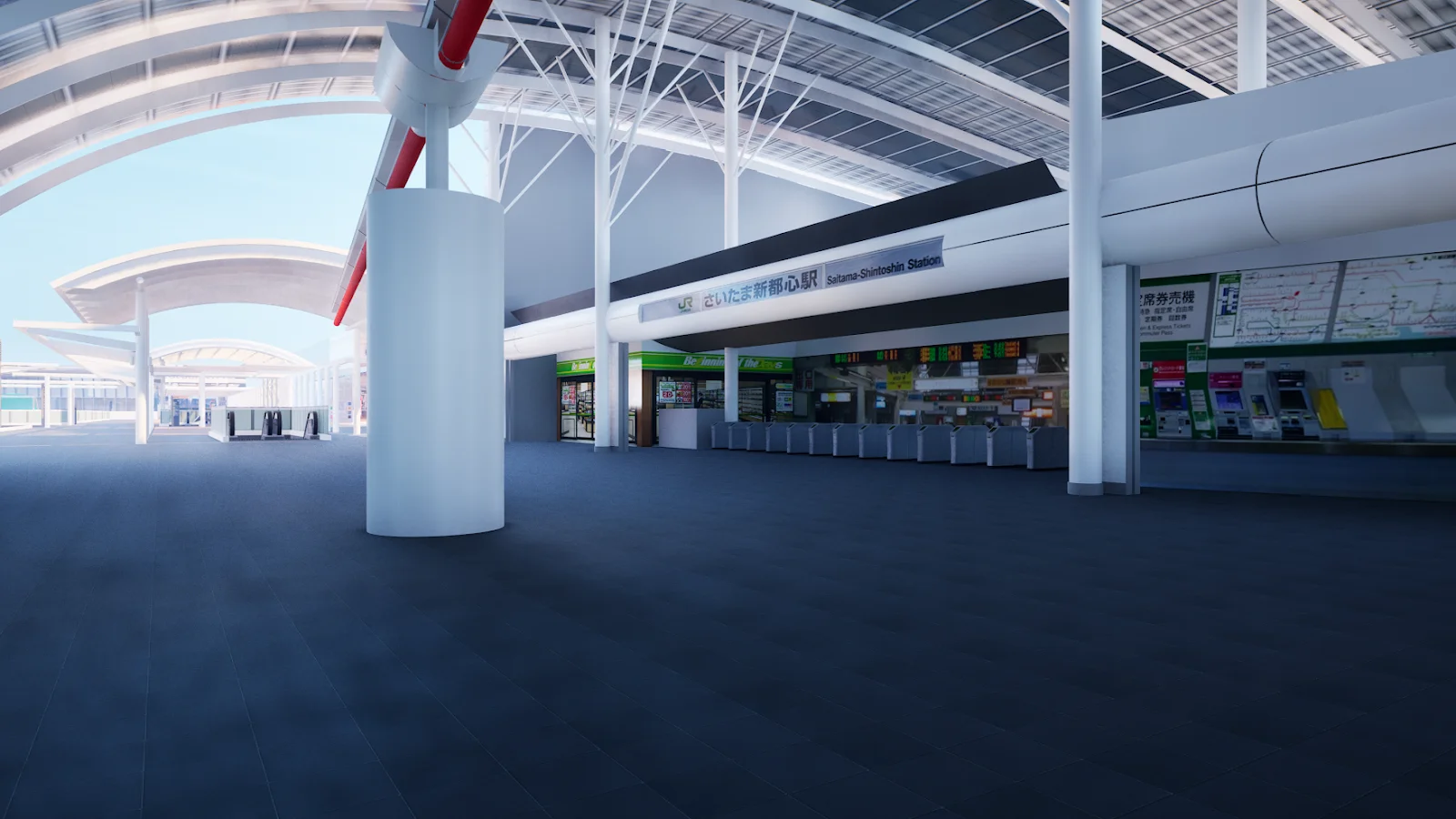 フォートナイトで再現されたさいたま新都心駅のゲーム内風景
