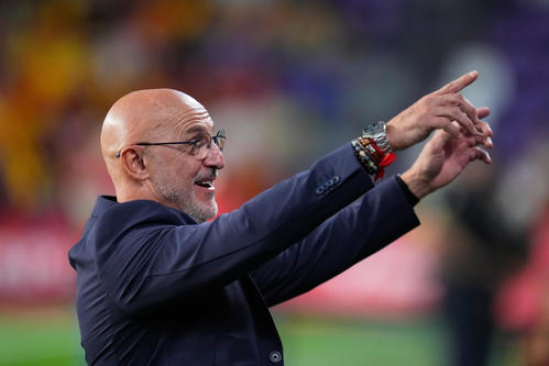 スペイン対ブルガリア　スペインのデラフエンテ監督（2025年10月14日撮影、AP）