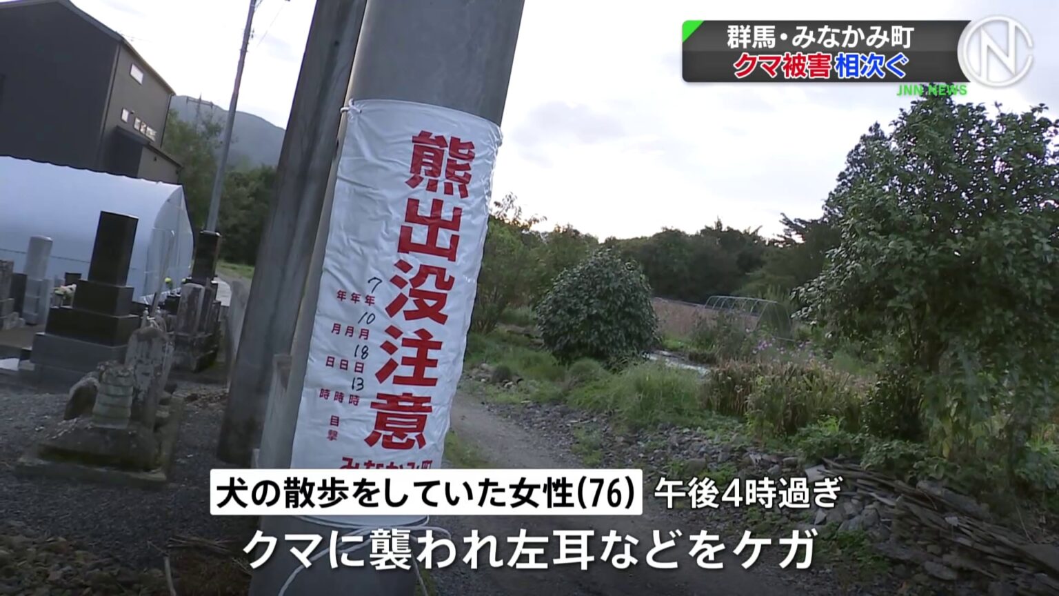 群馬・みなかみ町でクマ被害相次ぐ　犬の散歩をしていた76歳女性もクマに襲われけが　左耳などをひっかかれる（TBS NEWS DIG Powered by JNN）