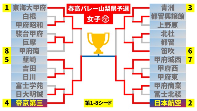 春高バレー 県代表決定戦のカード決定 混戦の女子は3連覇狙う帝京第三がフルセットの激闘制す 山梨（YBS山梨放送） - Yahoo!ニュース