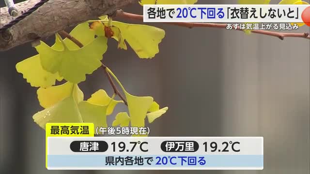 急な寒さ 県内各地で最高気温が20℃を下回る 11月上旬や中旬並みの気温【佐賀県】（佐賀ニュース サガテレビ） - Yahoo!ニュース - Yahoo!ニュース