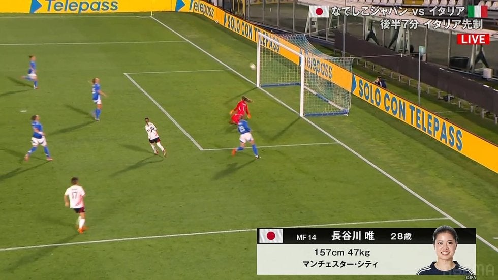 なでしこジャパン、イタリア代表と1ー1引き分け キャプテン長谷川唯の美しいループシュートで追いつく | ABEMA | スポーツブル (スポブル)