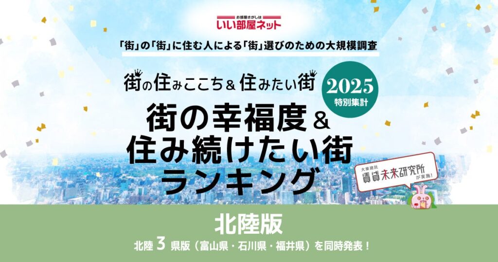 いい部屋ネット 街の幸福度＆住み続けたい街ランキング2025＜富山県版＞ - PR TIMES