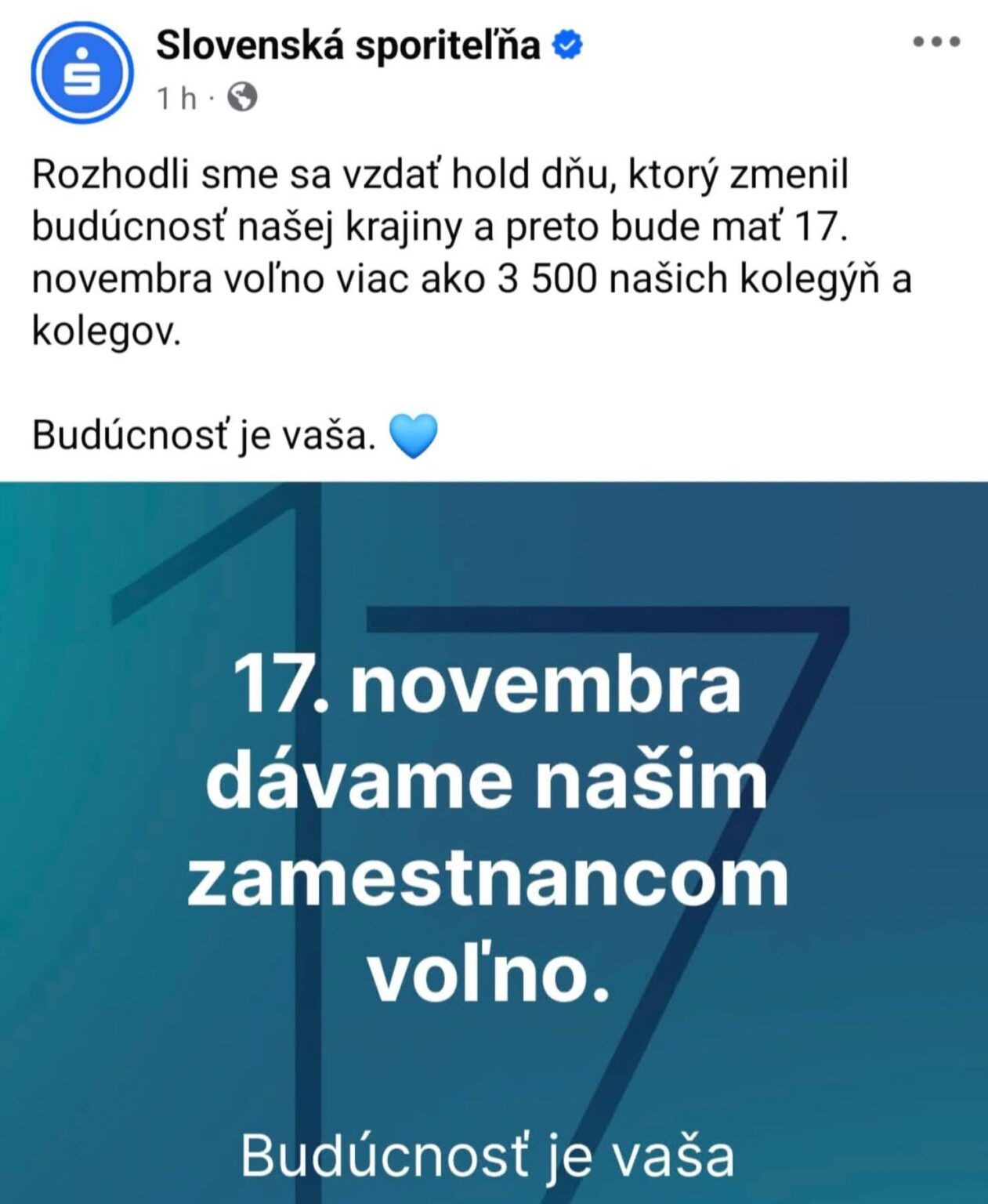 🇸🇰 Slovenská sporiteľňa が 2025 年 11 月 17 日に休暇を取得