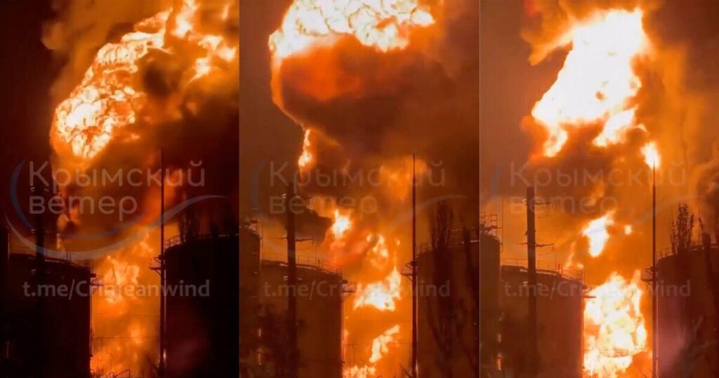 ウクライナは、石油デポが爆発するにつれてロシアで「戦争の最大のドローン攻撃」を開始します