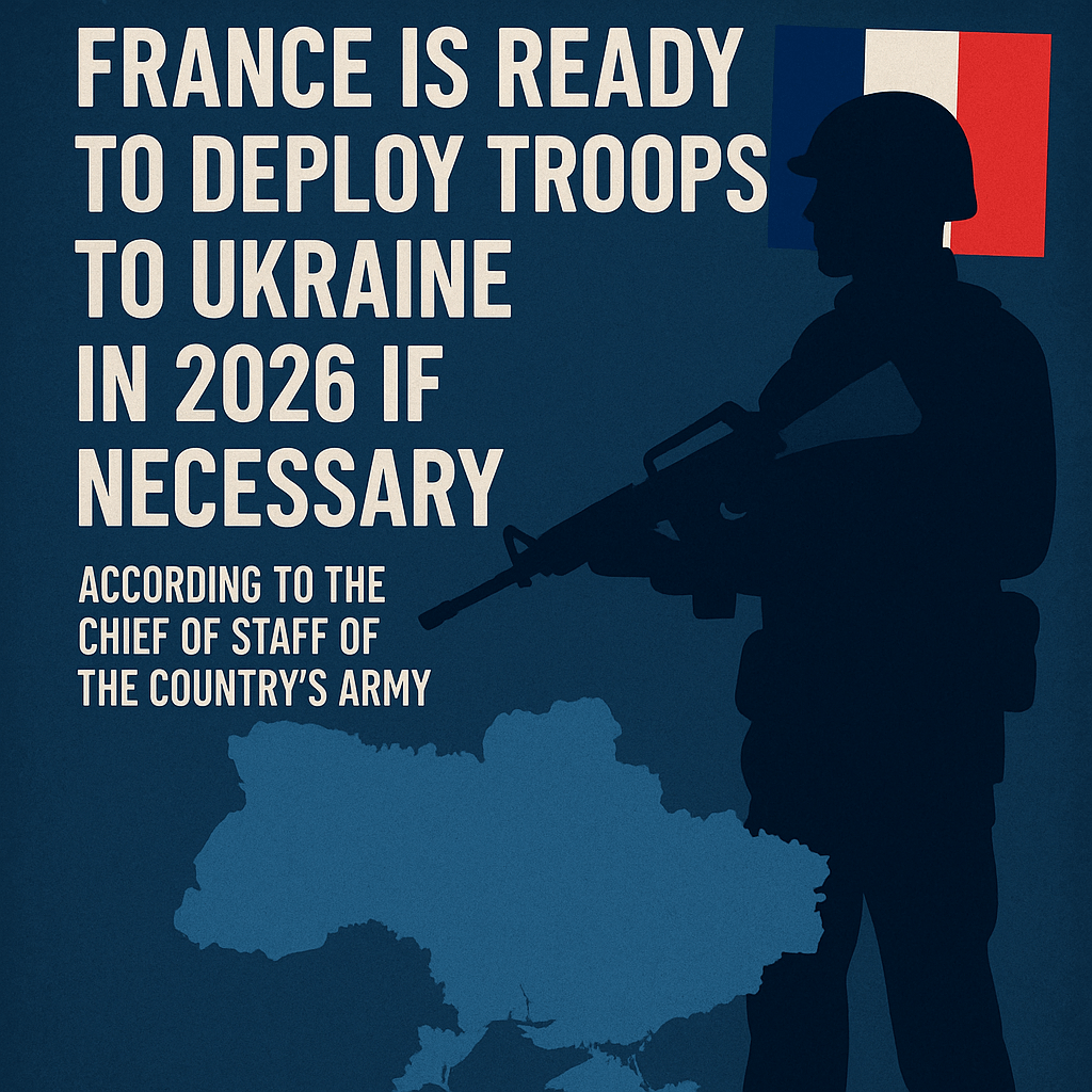 同国陸軍参謀総長によると、フランスは必要に応じて2026年にウクライナに軍隊を派遣する用意がある。
