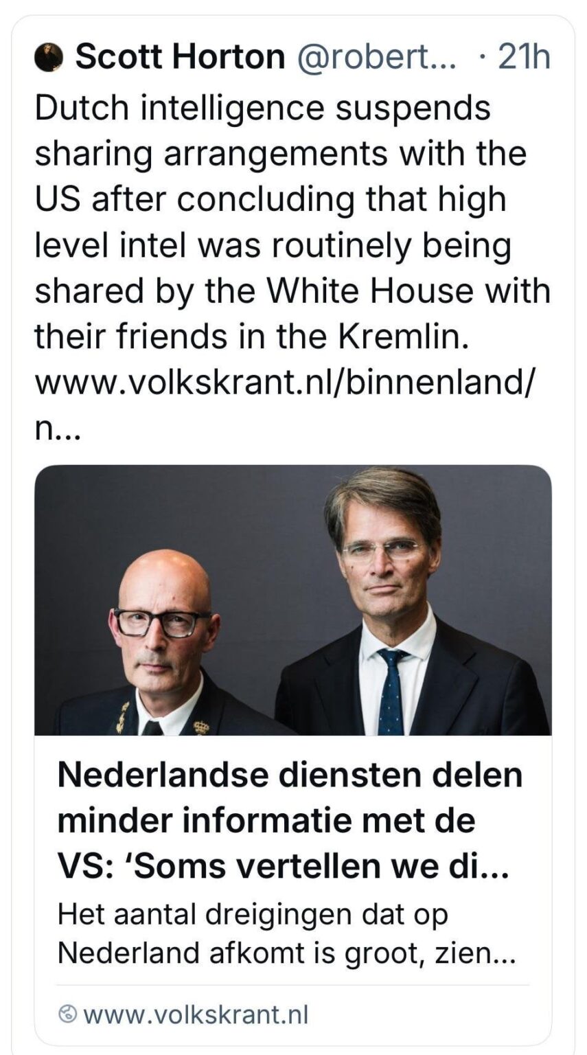 トランプ大統領がプーチン大統領に機密情報を送っていたことが判明した。