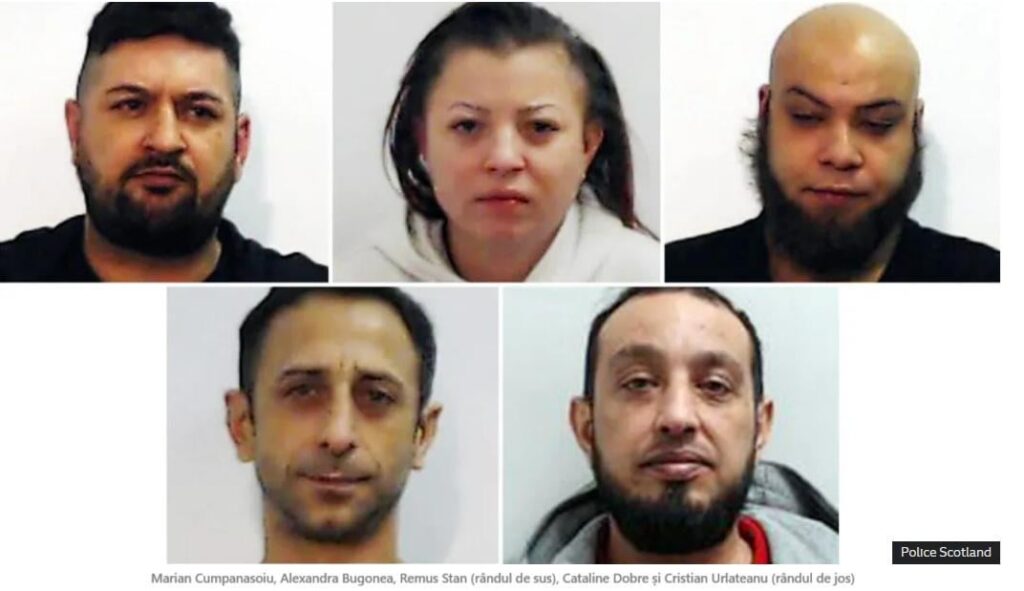 スコットランド。ダンディーで女性10人に薬物を投与し性的搾取したとして、男性4人、女性1人のルーマニア人5人に8年から20年の懲役刑が言い渡された。