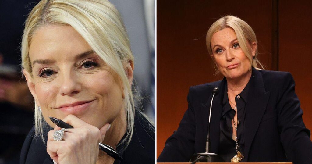 パム・ボンディ、エイミー・ポーラーに「愛」を送りながら、銃を携えたSNLのパロディを受け入れる
