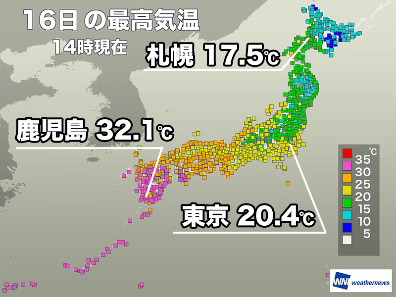 今日も西ほど気温上昇 鹿児島市は今月14回目の真夏日に