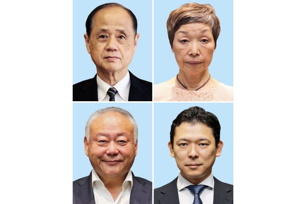 （届け出順で左上から時計回りに）大森雅夫氏、向谷千鳥氏、神崎政人氏、浦上雅彦氏