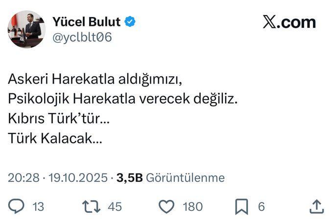 トルコの極右議員、キプロス問題で警告「軍事作戦で奪った、心理戦では返さない」