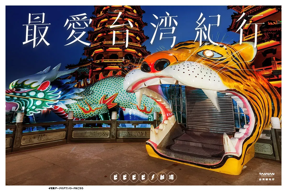 夜の台湾の風景写真（龍と虎）