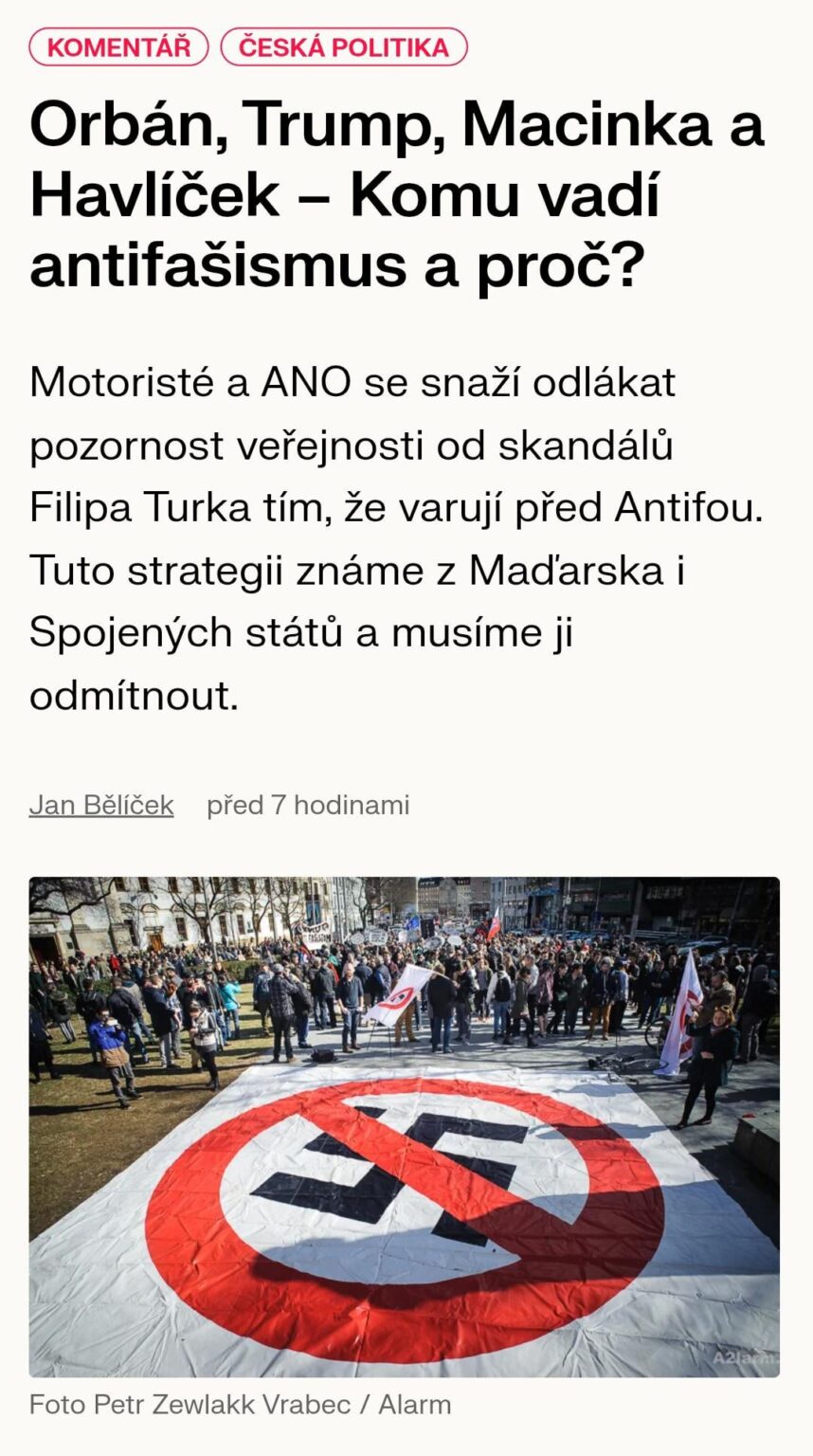 オルバン、トランプ、マチンカ、ハブリチェク - 反ファシズムに悩まされているのは誰ですか、そしてなぜですか?