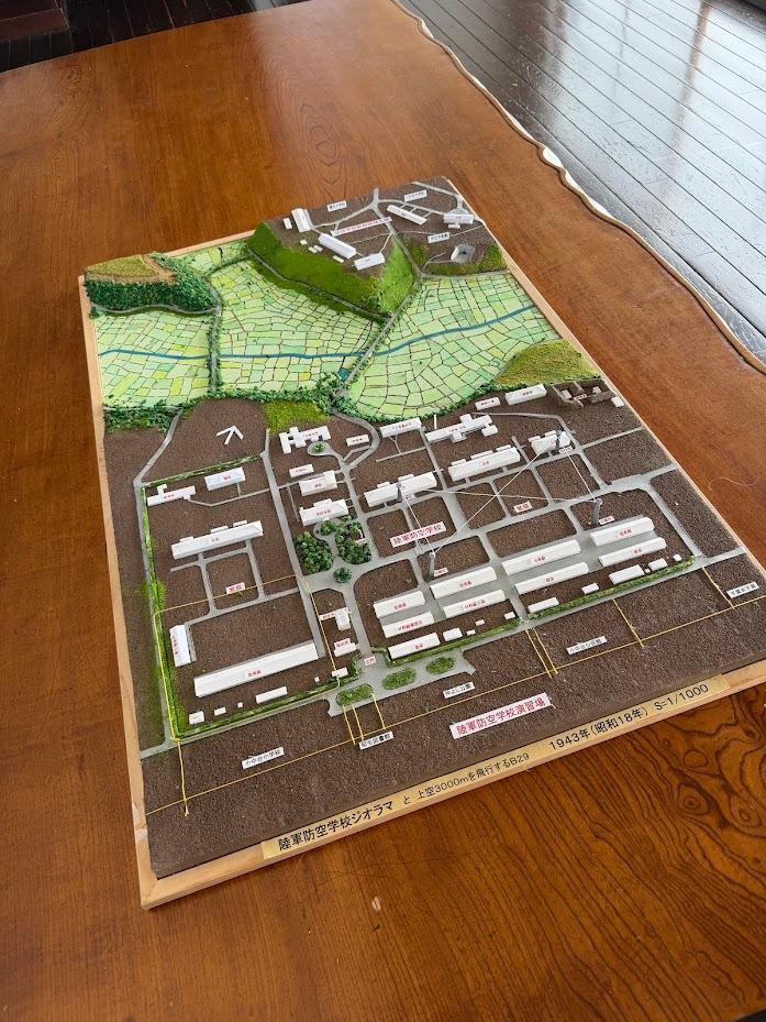 精巧に作られた陸軍防空学校のジオラマ
