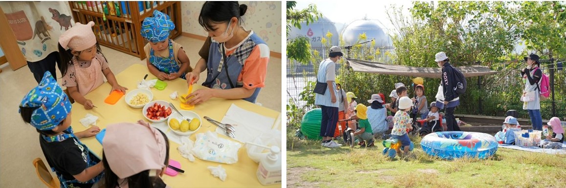 敷地内の「たいようすくすく保育園」には社員の子どもたちが通う