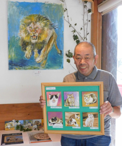 放浪の画家が描く 迫力の「猛獣」見て　ライオンやクマ、恐竜　10月21日まで、奈良県大和郡山市で