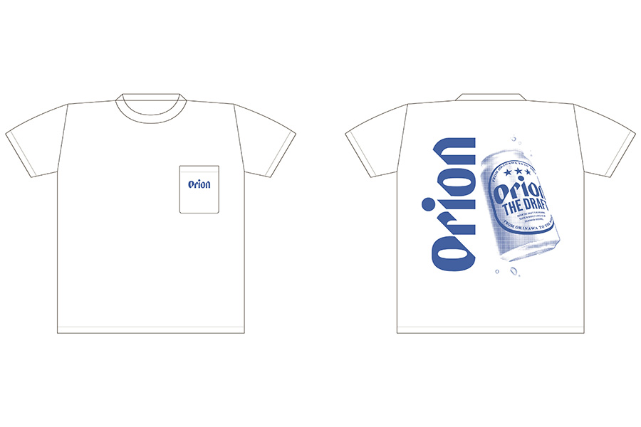 Orion Popup Tシャツ（各4400円）はホワイト・ブルーの2色展開