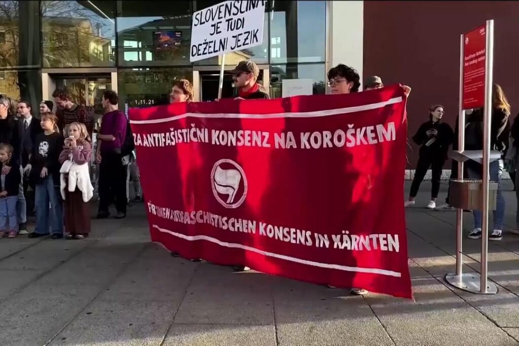 クラーゲンフルトのケルンテン国民投票105周年で反ファシスト抗議活動