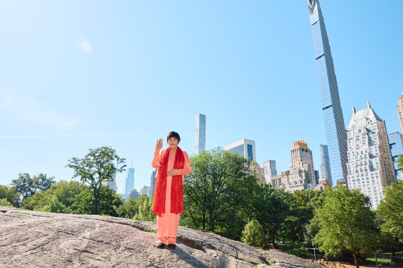 ニューヨークのセントラルパークにて