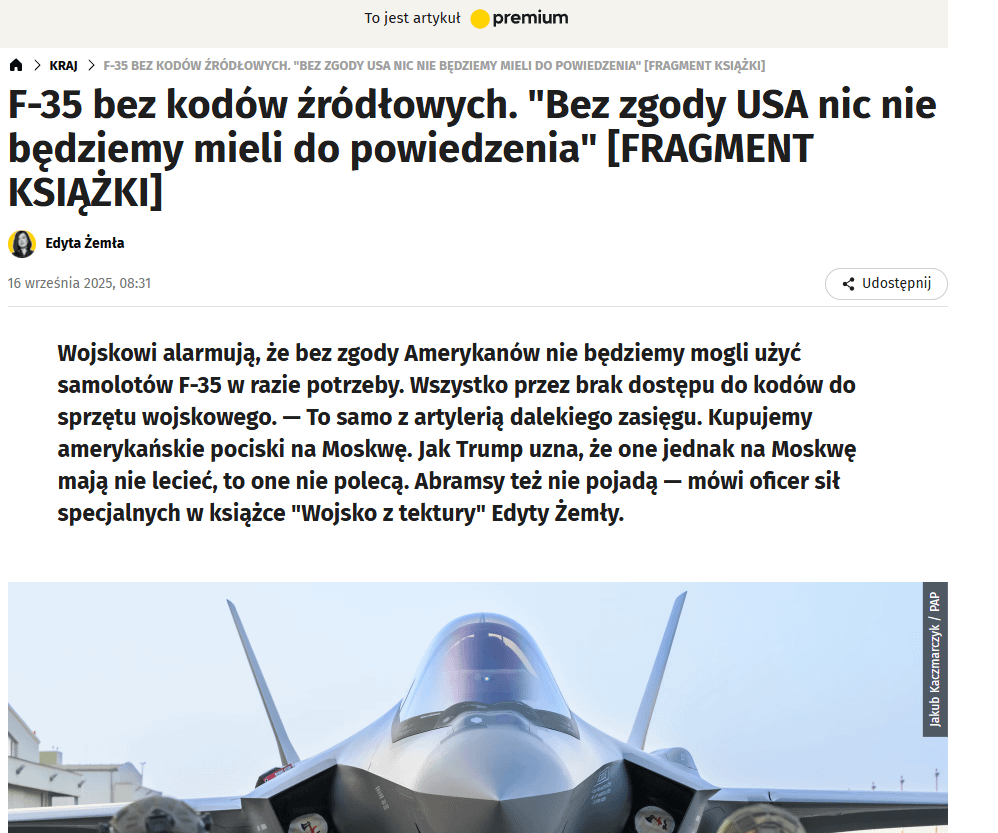 プーチン大統領からアメリカ大統領への一本の電話で、ウクライナはトマホークスを拒否される。プーチン大統領からの二度目の電話で、「我々の最大の同盟国」から購入したポーランドの装備はすべて販売停止となった。