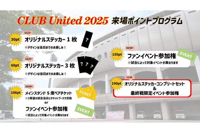 CLUB United 2025 来場ポイントプログラムのお知らせ - 福島ユナイテッドFC 公式サイト｜FUKUSHIMA UNITED FC OFFICIAL WEBSITE