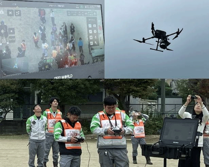 1106kounoike2 - 鴻池運輸／鉄鋼関西支店がドローン活用し和歌山市の防災訓練に協力