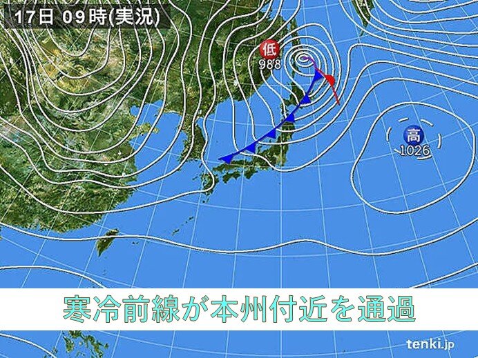 今日17日も晴れてポカポカ陽気　岐阜県は前線通過の影響がありそう