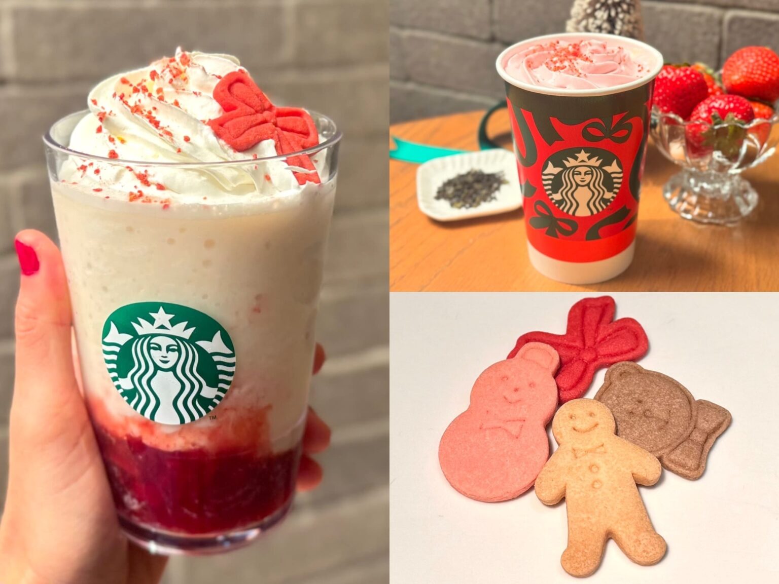 【スタバ新作速報】11/1発売！「ストロベリー & ジョイフルメドレー ティー フラペチーノ®」はクッキーカスタムがおすすめ【2025ホリデー】（LEE）
