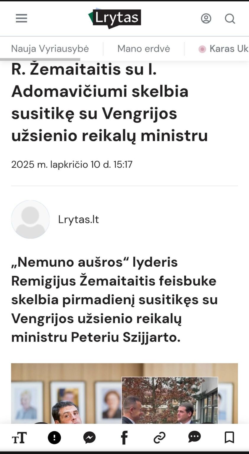 R. ジェマイタイティス氏とI. アダマヴィチウス氏は、ハンガリー外務大臣と会談したことを発表