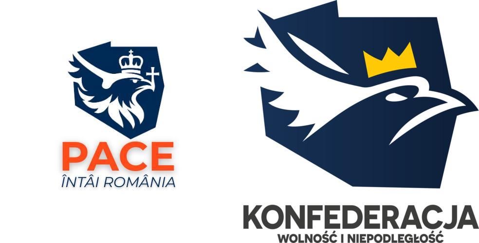 ルーマニアの新しい右翼議会グループPACEは、そのロゴをポーランドの右翼政党Konfederacjaのロゴを模倣し、ポーランドの輪郭も保った
