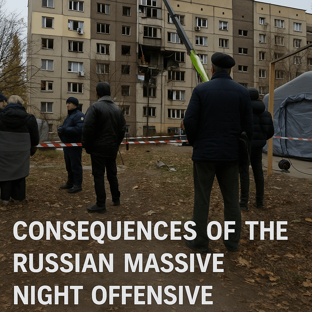 ロシアによる夜間の大規模攻撃はウクライナの25都市を襲い、6か所が死亡し、エネルギー施設は壊滅状態となった。キエフが西側諸国への制裁強化を求める中、停電は全地域に広がった。