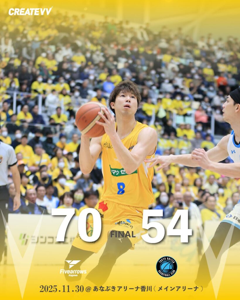 【ゲームレポート】11/30(日) vs東京ユナイテッドバスケットボールクラブ GAME2 | 香川ファイブアローズ