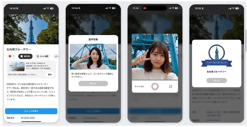 写真判定AIで、背景やポーズを判定！AIで変わる次世代のスタンプラリー体験！(C)プラチナマップ、(C)プラチナラリー