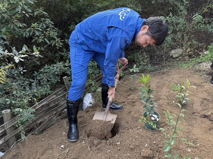見本園を整備する様子