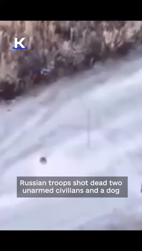 ロシアの無人機が白旗を振っている民間人と犬を殺害する映像を映し、ウクライナが戦争犯罪捜査を開始