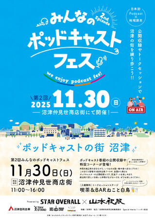 「第2回 みんなのポッドキャストフェス powered by STAR OVERALL」2025年11月30日（日）静岡・沼津 仲見世商店街で開催決定！